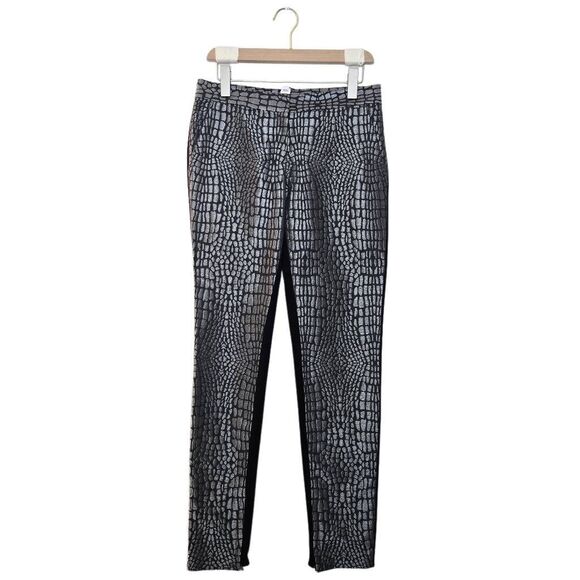 DVF Diane von Furstenberg Pants Size 6 Alexis Jacquard Metallic Croc Foil Skinny - Picture 2 of 10